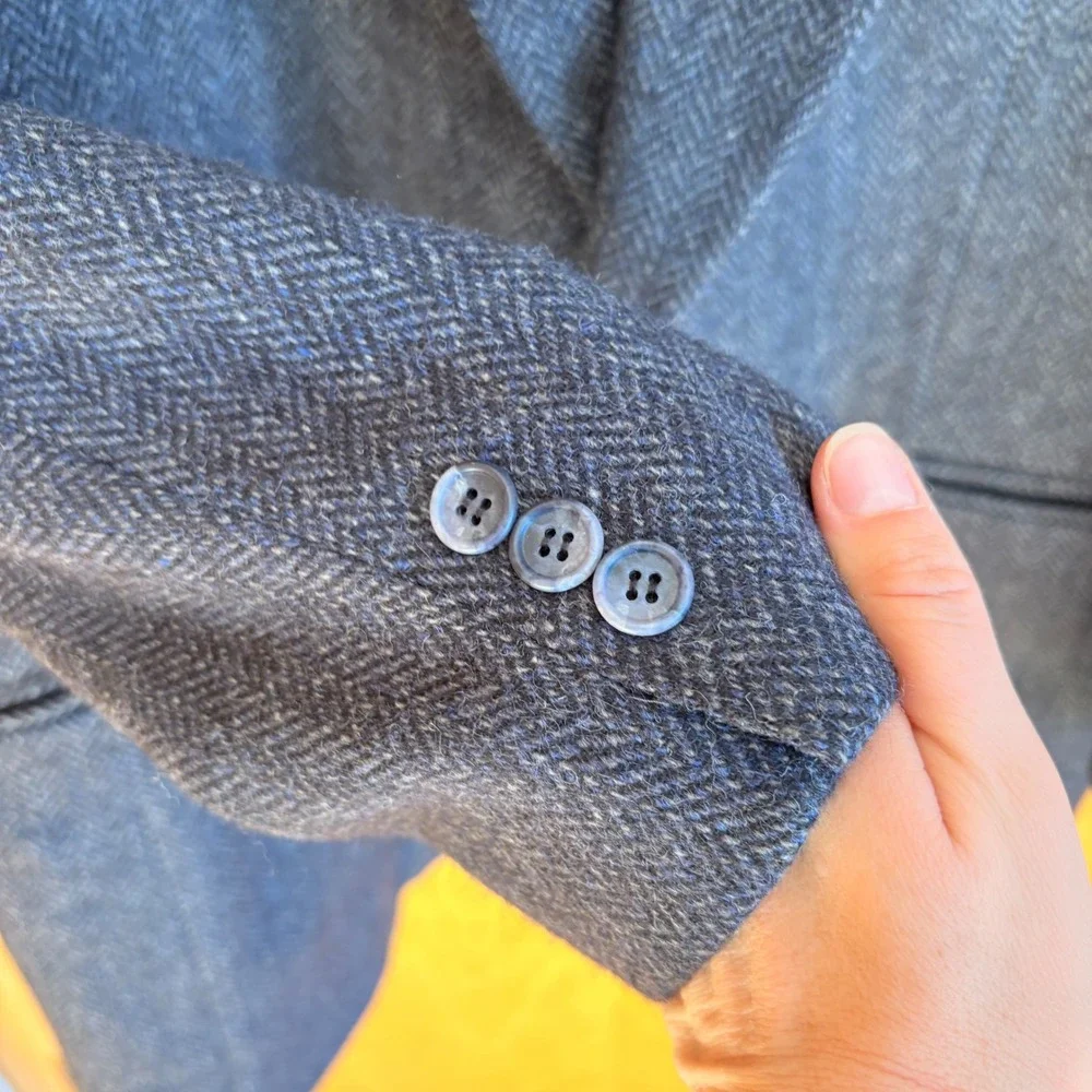 Townscraft Mens Blazer Sport Coat Herringbone Wool Blend Dark‎ Gray Classic Fit